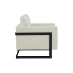 Fauteuil d'appoint contemporain en tissu crème et noir avec cadre en métal
