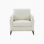 Fauteuil d'appoint contemporain en tissu crème et noir avec cadre en métal