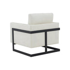 Fauteuil d'appoint contemporain en tissu crème et noir avec cadre en métal