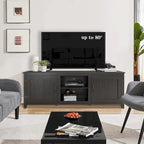 Meuble TV moderne 70 pouces avec étagères, meuble de divertissement multimédia avec portes - Noir - M