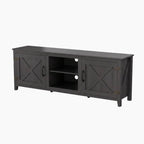 Meuble TV moderne 70 pouces avec étagères, meuble de divertissement multimédia avec portes - Noir - M