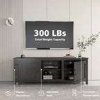 Meuble TV moderne 70 pouces avec étagères, meuble de divertissement multimédia avec portes - Noir - M