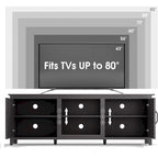 Meuble TV moderne 70 pouces avec étagères, meuble de divertissement multimédia avec portes - Noir - M