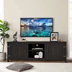 Meuble TV moderne 70 pouces avec étagères, meuble de divertissement multimédia avec portes - Noir - M
