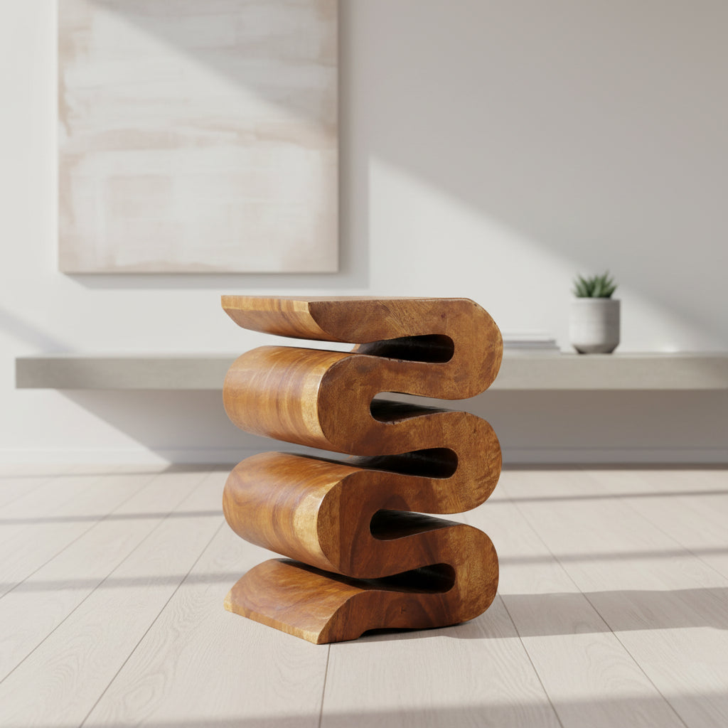 Haussmann Wood Wave Verve Accent Snake Table 12x14x20 in H Walnut Oil - 12 x 14 x 20
