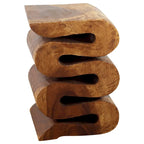 Table d'appoint Serpent Vague Sculptée à la Main en Bois Massif 12x14x20 Huile de Noyer