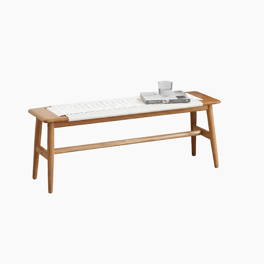Banc de salle à manger/bout de lit en bois de chêne naturel pour salle à manger, chambre à coucher