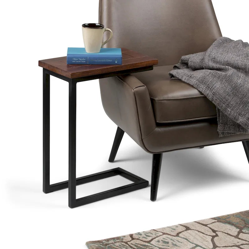 Table d'appoint industrielle en métal massif, en forme de C, de 45,7 cm de large – 45,7 L x 25,4 P x 61 H cm
