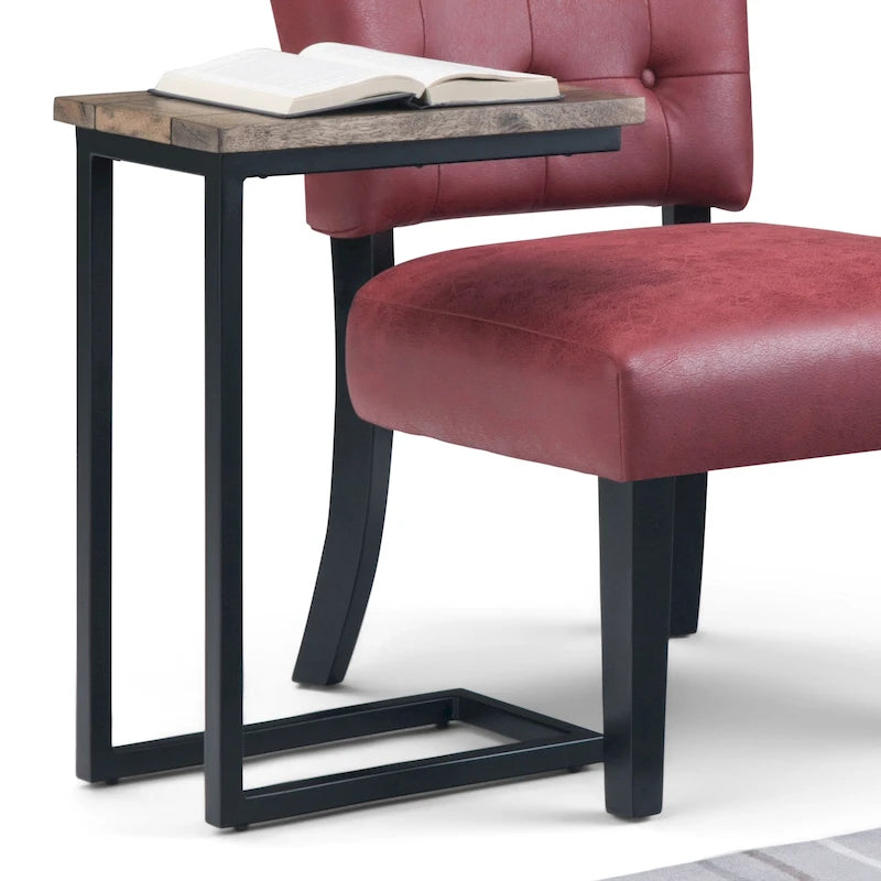 Table d'appoint industrielle en métal massif, en forme de C, de 45,7 cm de large – 45,7 L x 25,4 P x 61 H cm