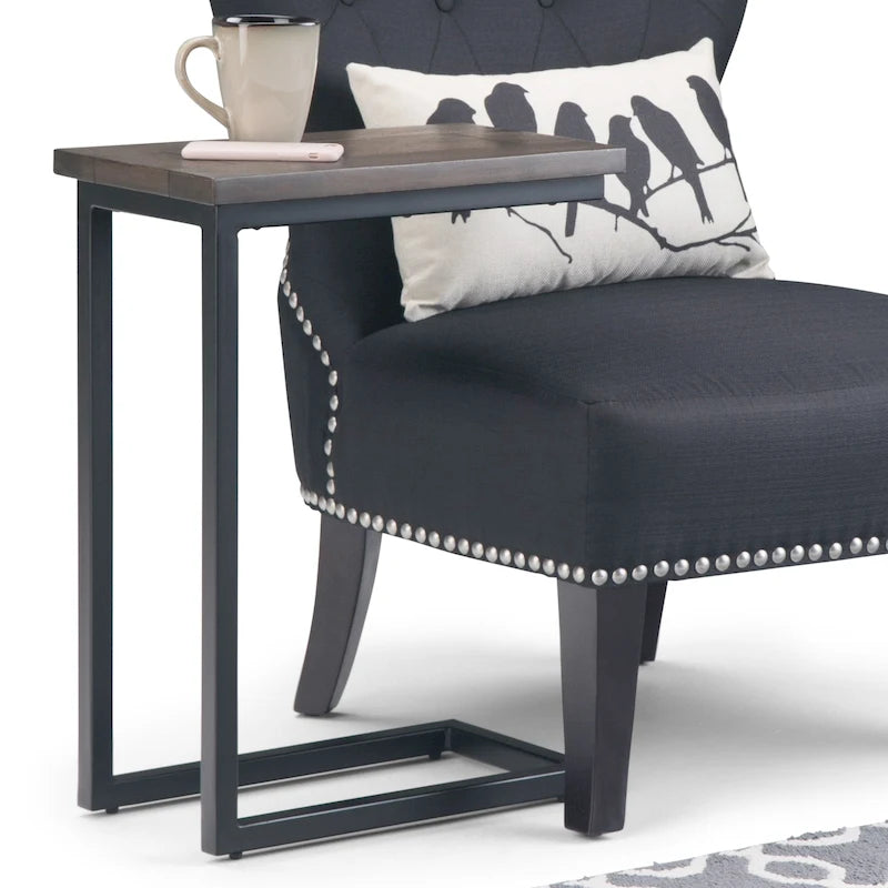 Table d'appoint industrielle en métal massif, en forme de C, de 45,7 cm de large – 45,7 L x 25,4 P x 61 H cm