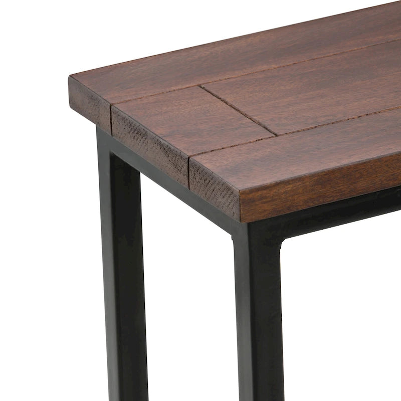 Table d'appoint industrielle en métal massif, en forme de C, de 45,7 cm de large – 45,7 L x 25,4 P x 61 H cm