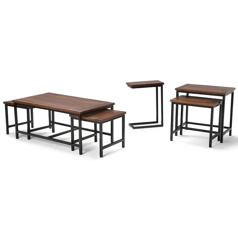 Table d'appoint industrielle en métal massif, en forme de C, de 45,7 cm de large – 45,7 L x 25,4 P x 61 H cm