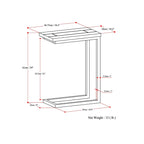 Table d'appoint industrielle en métal massif, en forme de C, de 45,7 cm de large – 45,7 L x 25,4 P x 61 H cm