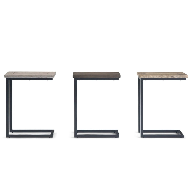 Table d'appoint industrielle en métal massif, en forme de C, de 45,7 cm de large – 45,7 L x 25,4 P x 61 H cm