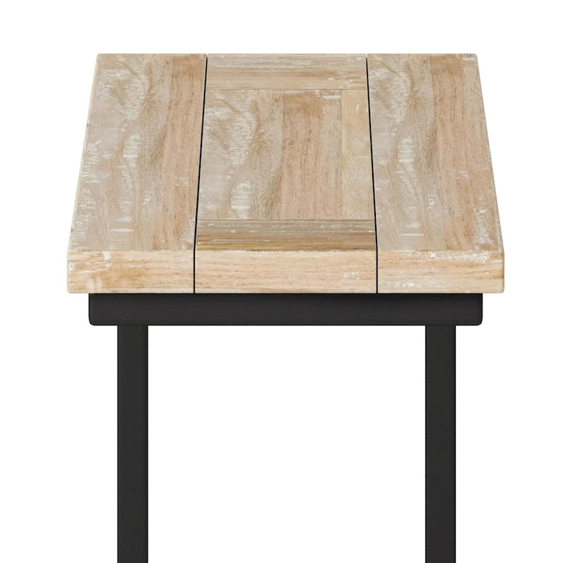 Table d'appoint industrielle en métal massif, en forme de C, de 45,7 cm de large – 45,7 L x 25,4 P x 61 H cm