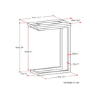 Table d'appoint industrielle en métal massif, en forme de C, de 45,7 cm de large – 45,7 L x 25,4 P x 61 H cm