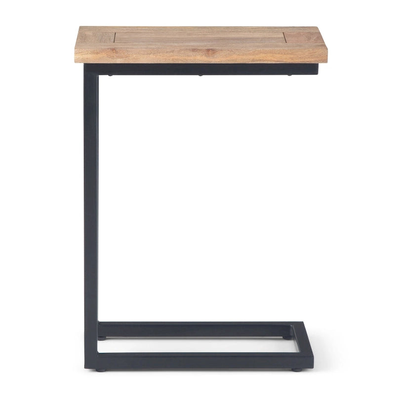 Table d'appoint industrielle en métal massif, en forme de C, de 45,7 cm de large – 45,7 L x 25,4 P x 61 H cm
