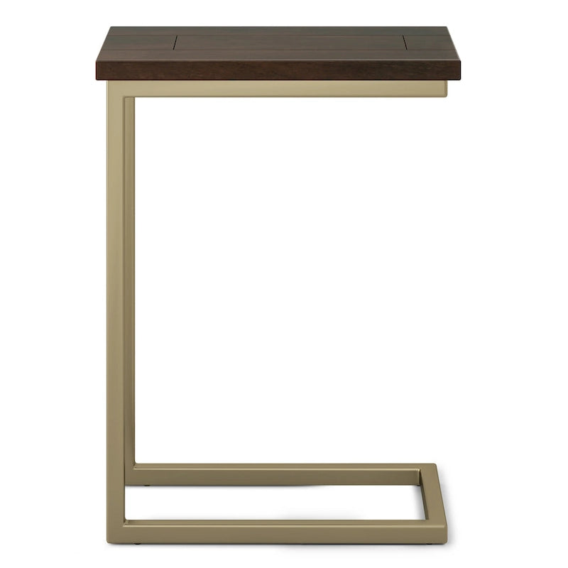 Table d'appoint industrielle en métal massif, en forme de C, de 45,7 cm de large – 45,7 L x 25,4 P x 61 H cm