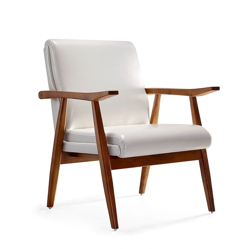 Fauteuil d'appoint mi-siècle en similicuir ambre
