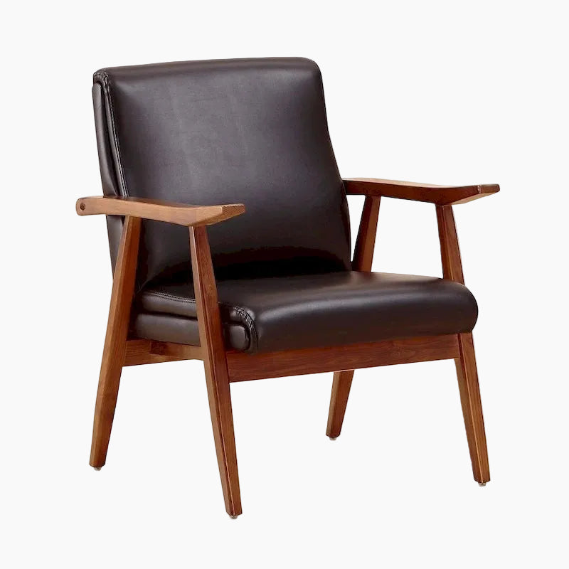 Fauteuil d'appoint mi-siècle en similicuir ambre