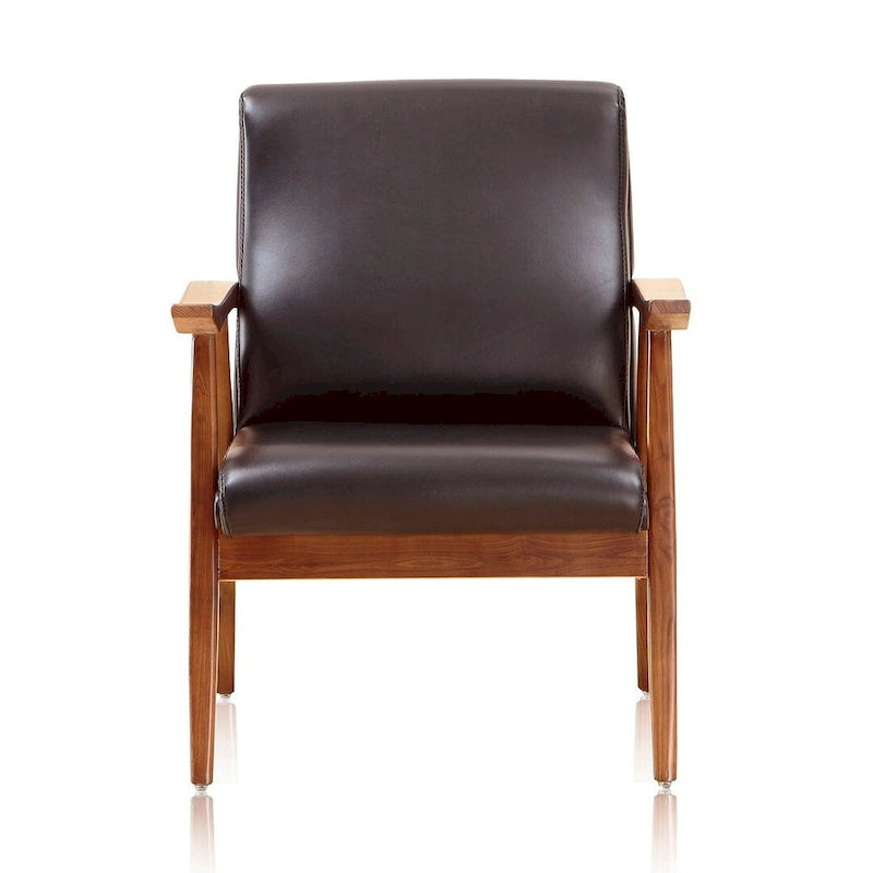 Fauteuil d'appoint mi-siècle en similicuir ambre
