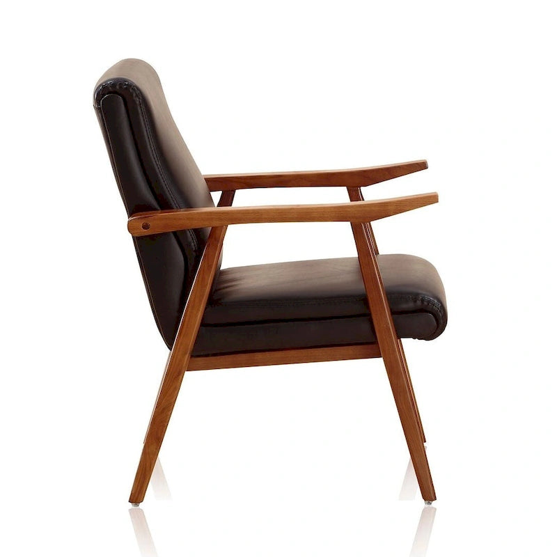 Fauteuil d'appoint mi-siècle en similicuir ambre