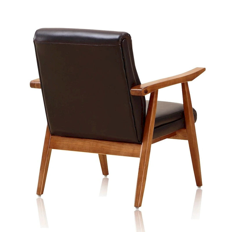 Fauteuil d'appoint mi-siècle en similicuir ambre