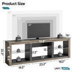 Meuble TV LED 70 pouces avec étagères en verre trempé et armoire ouverte - 71 po