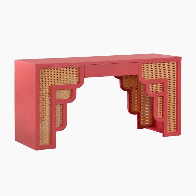 Suzie Wood and Rattan 1 Drawer Desk