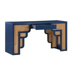 Bureau 1 tiroir en bois et rotin