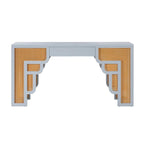 Bureau 1 tiroir en bois et rotin