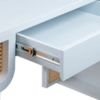 Bureau 1 tiroir en bois et rotin