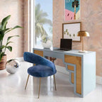 Bureau 1 tiroir en bois et rotin