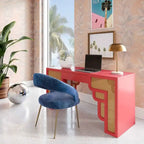 Bureau 1 tiroir en bois et rotin