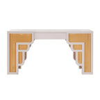 Bureau 1 tiroir en bois et rotin