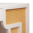 Bureau 1 tiroir en bois et rotin