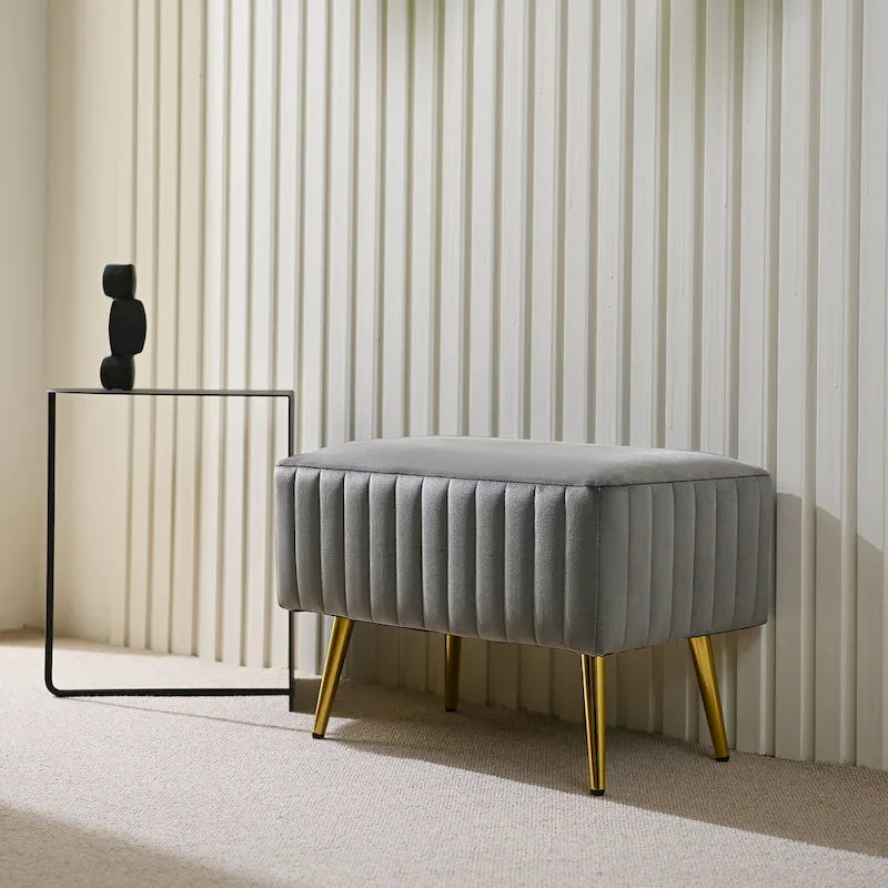 Banc d'entrée moderne rembourré de 60 cm avec assise en velours
