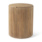Table d'appoint ronde en bois massif cannelé marron foncé