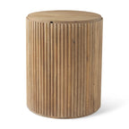 Table d'appoint ronde en bois massif cannelé marron foncé