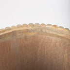 Table d'appoint ronde en bois massif cannelé marron foncé
