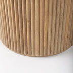 Table d'appoint ronde en bois massif cannelé marron foncé