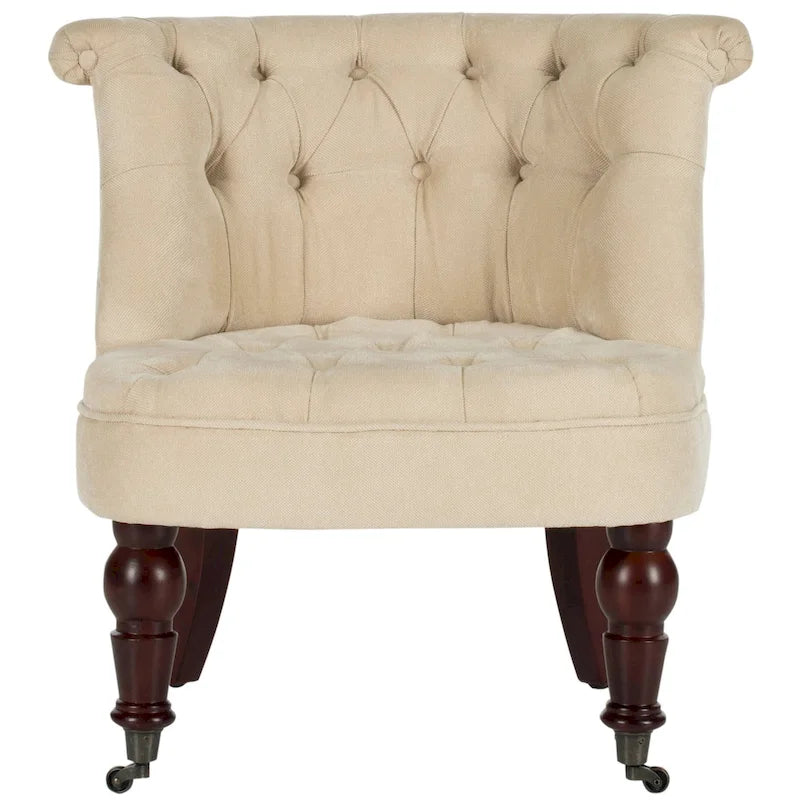 Fauteuil d'appoint capitonné crème naturel