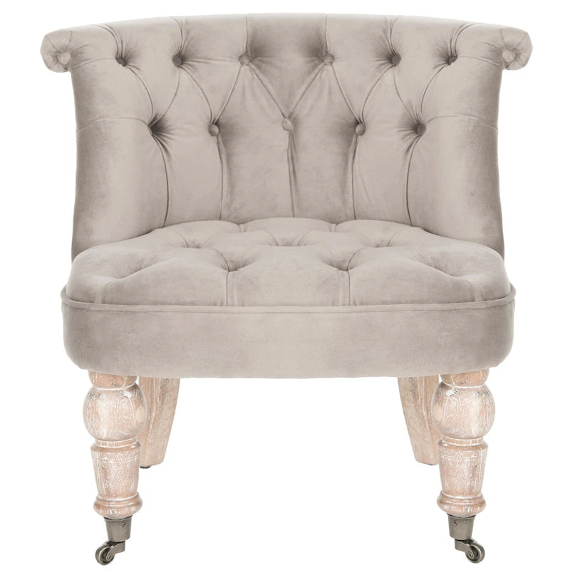 Fauteuil d'appoint capitonné crème naturel