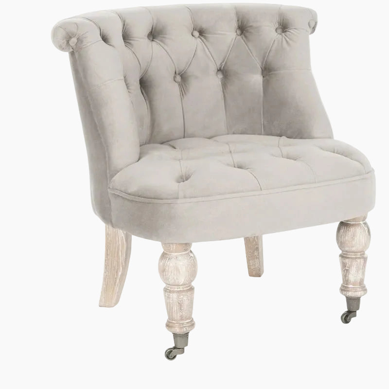 Fauteuil d'appoint capitonné crème naturel