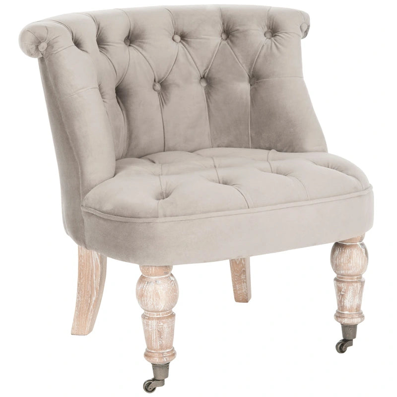 Fauteuil d'appoint capitonné crème naturel