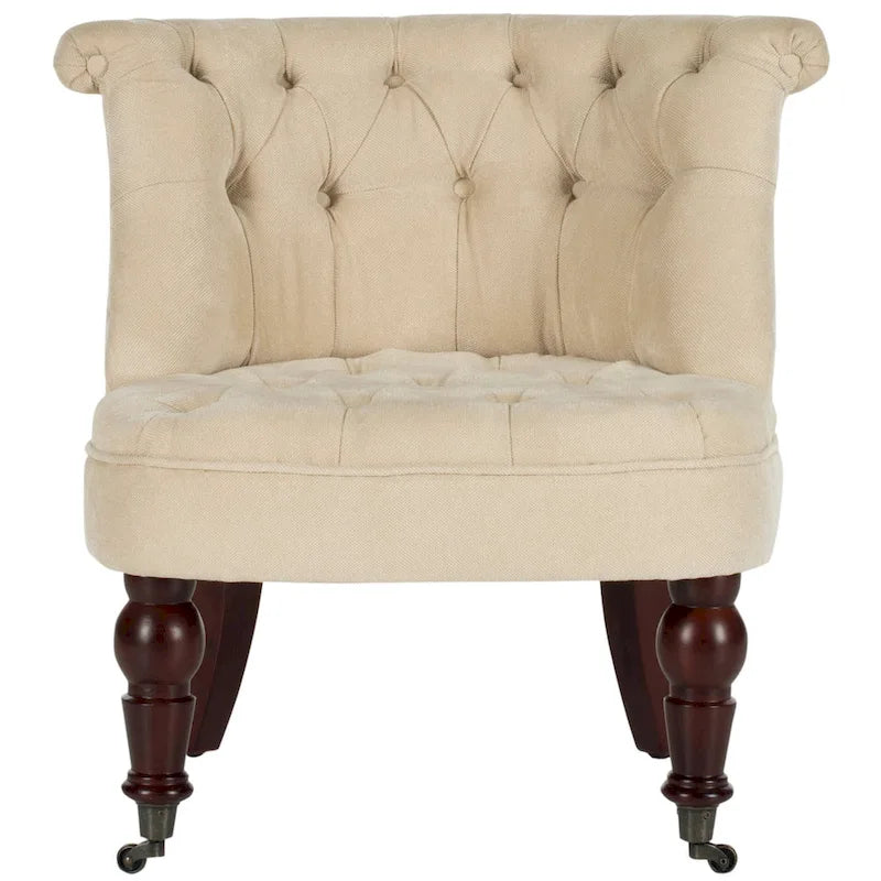 Fauteuil d'appoint capitonné crème naturel