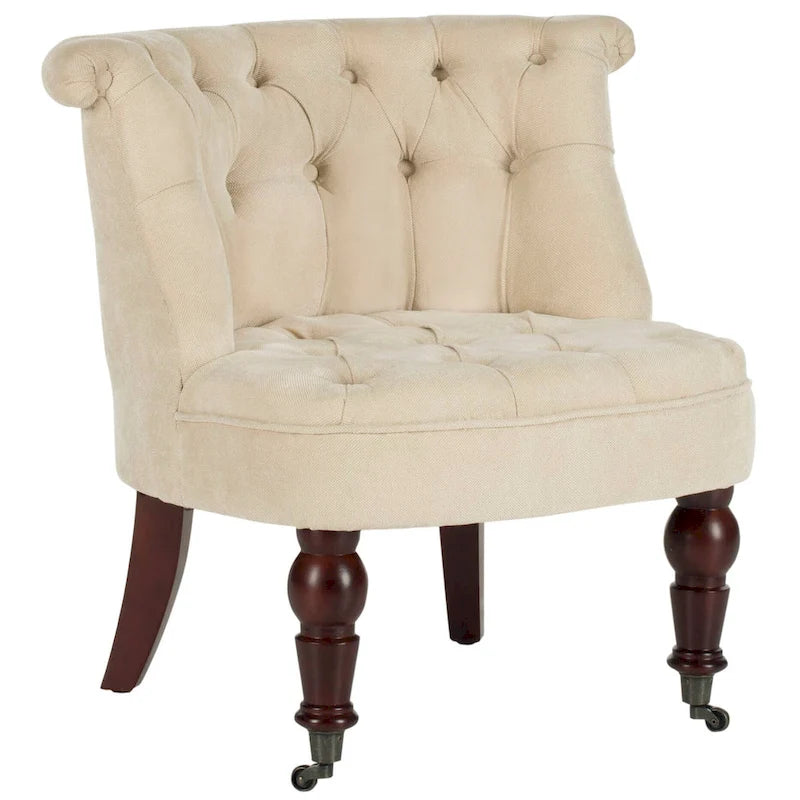 Fauteuil d'appoint capitonné crème naturel