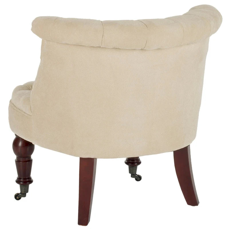 Fauteuil d'appoint capitonné crème naturel