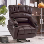 Fauteuil inclinable releveur avec massage et chauffage – Similicuir, Largeur moyenne