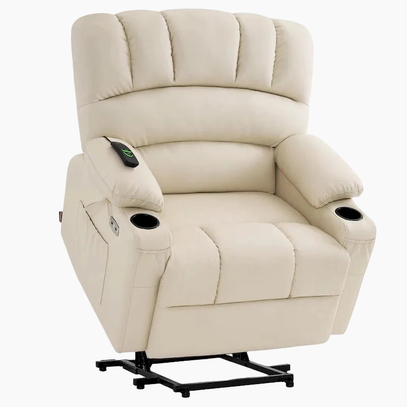 Fauteuil inclinable releveur avec massage et chauffage – Similicuir, Largeur moyenne